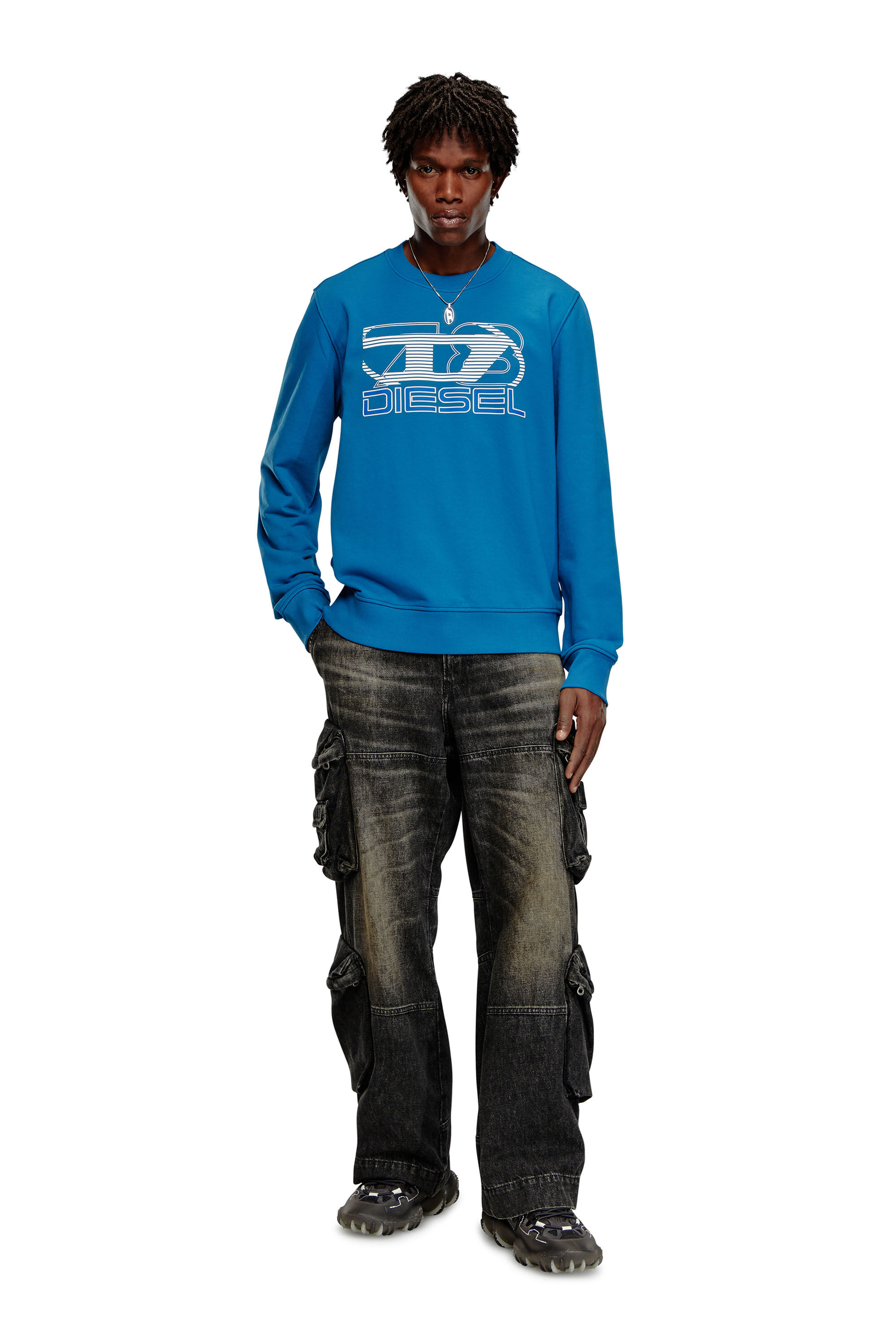 Diesel - S-GINN-K43, Man's Sweatshirt with logo print in Blue - 1