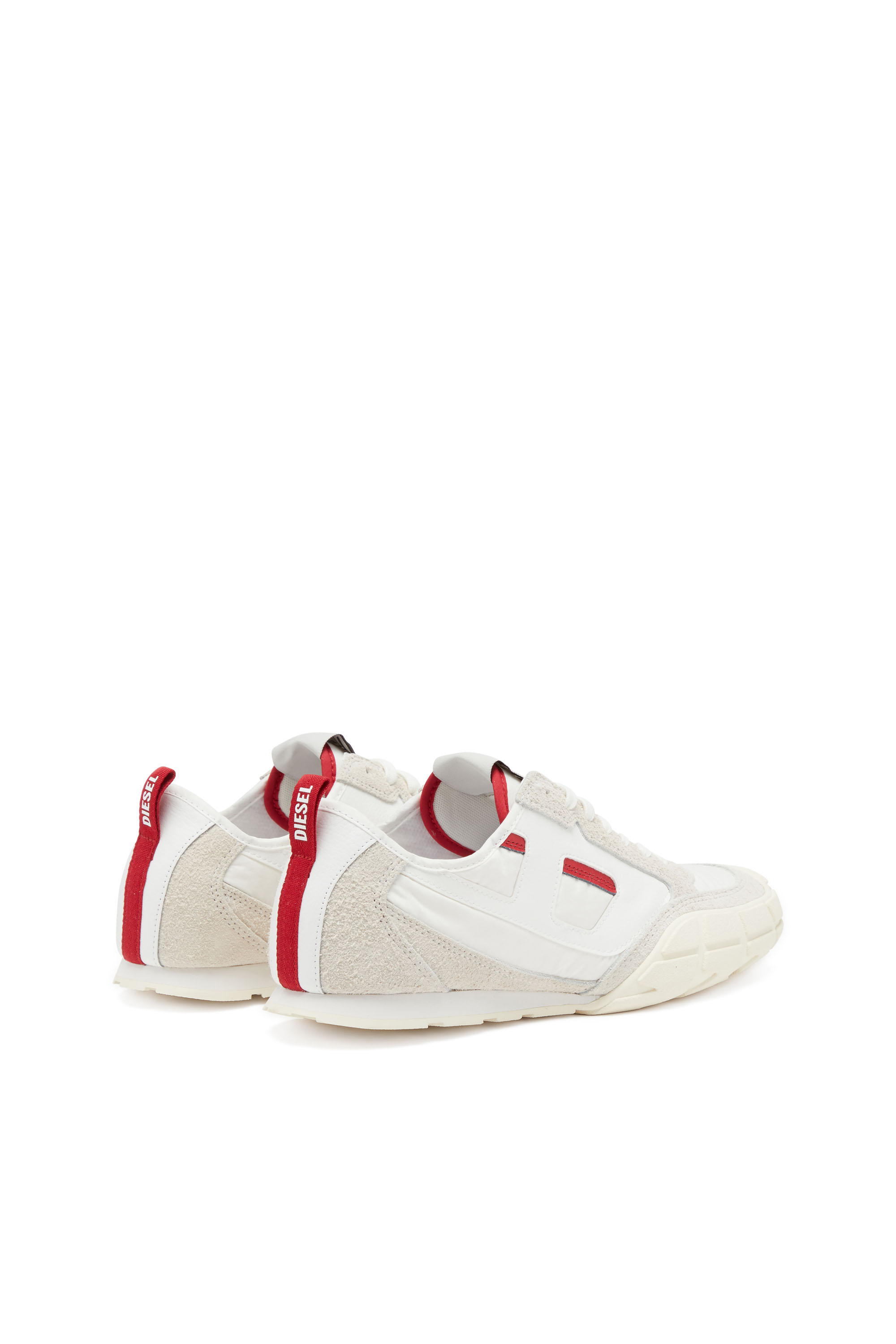 Diesel - S-PAGODHA LOW, Man's Sneakers in leather, suede and ripstop in White/Red - 4