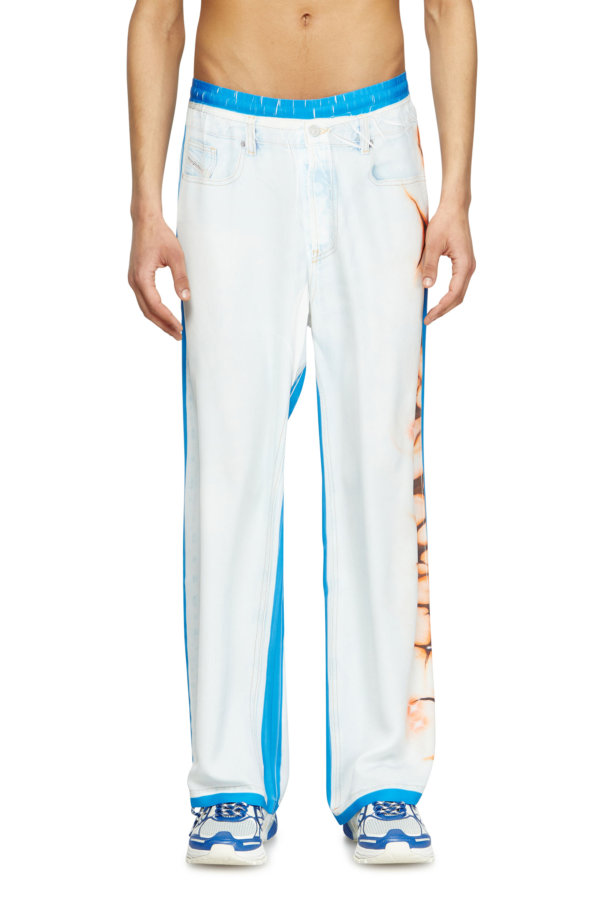 Diesel - P-AFTER-GRAFFITI-JAP, Unisex's Relaxed pant with graffiti print in Blue/White - 1
